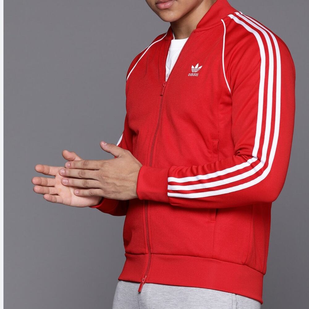 NWOT adidas ADICOLOR CLASSICS SST Track Jacket Scarlet Red, White Men’s Small